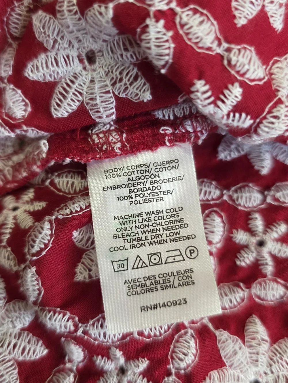 LOFT Boxy Red Floral All Over Crochet Top